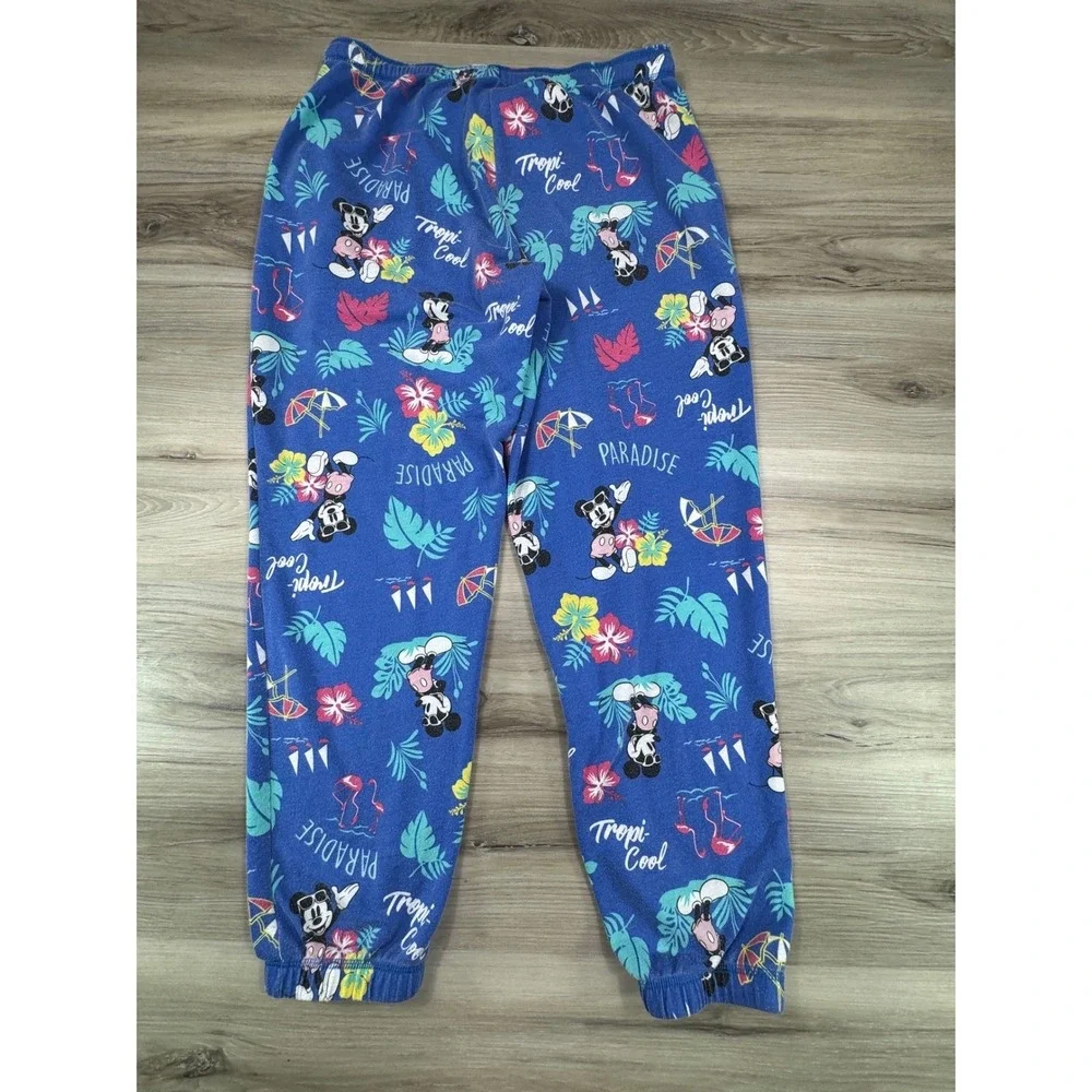 Disney Mickey Mouse Kids‎ Pajama Pants Medium 7-8 Blue Tropical Paradise Jogger